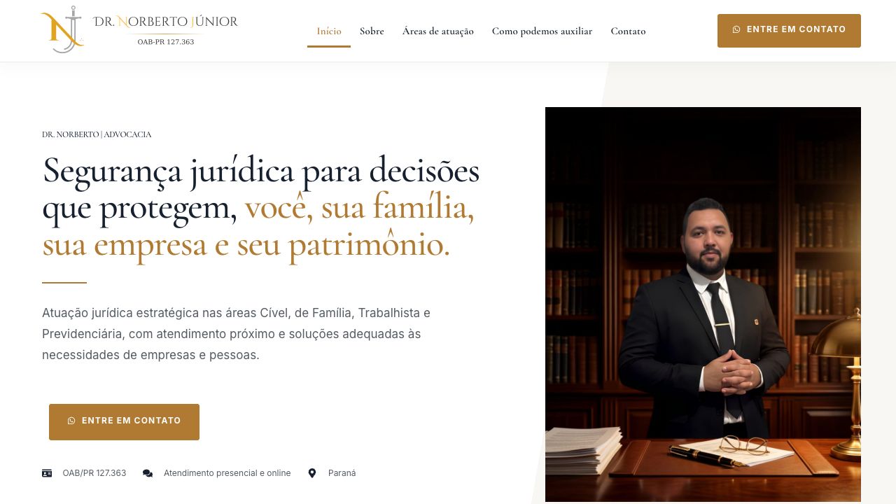 Prévia real do site Dr. Norberto Junior