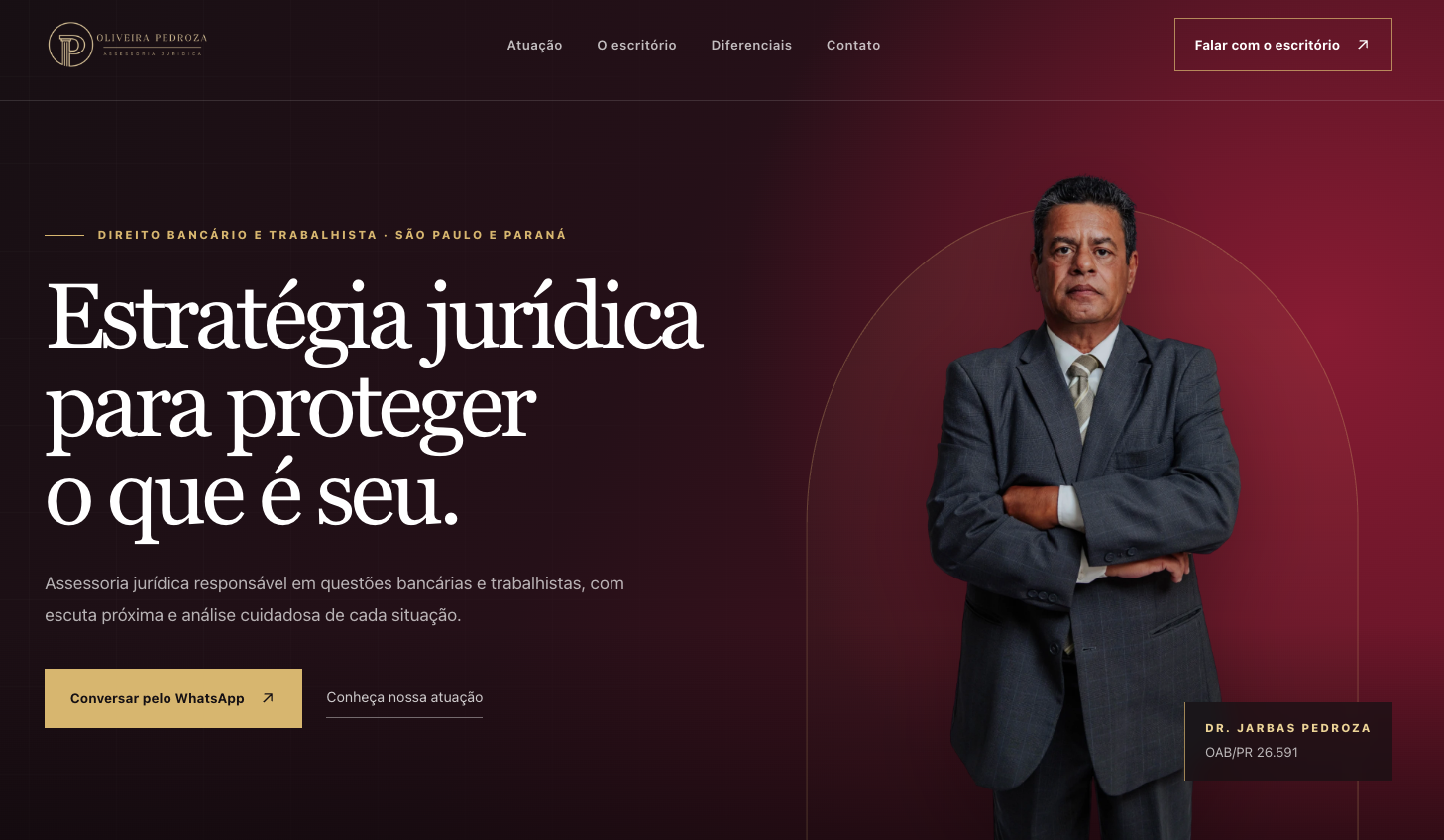 Site Oliveira Pedroza, exemplo de projeto da 3X Sites